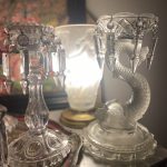 Grand bougeoir en verre de Portieux en forme de poisson époque Art Déco