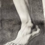 Grand Dessin Académique au Crayon datant de l'époque XIXe le pied