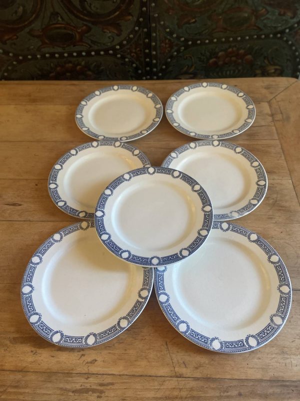 Série de sept assiettes en faïence Terre de fer  Salin Epoque XIXe - Bleu – Image 7