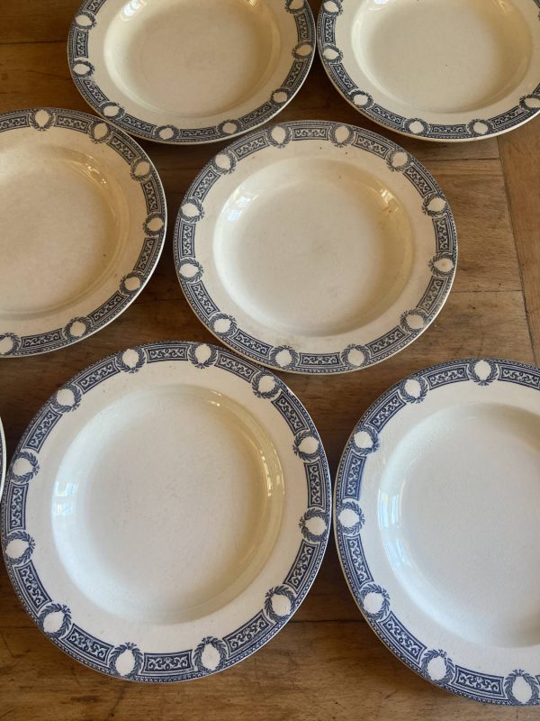 Série de sept assiettes en faïence Terre de fer  Salin Epoque XIXe - Bleu – Image 10
