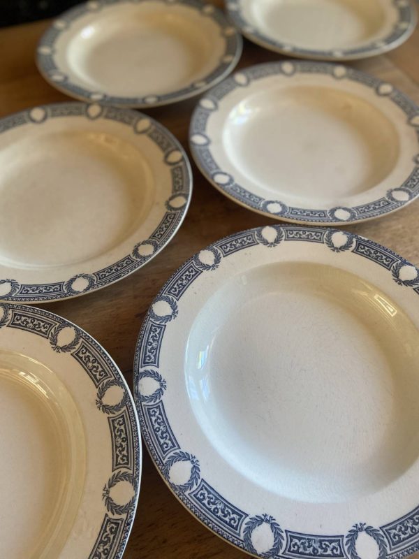 Série de sept assiettes en faïence Terre de fer  Salin Epoque XIXe - Bleu – Image 5