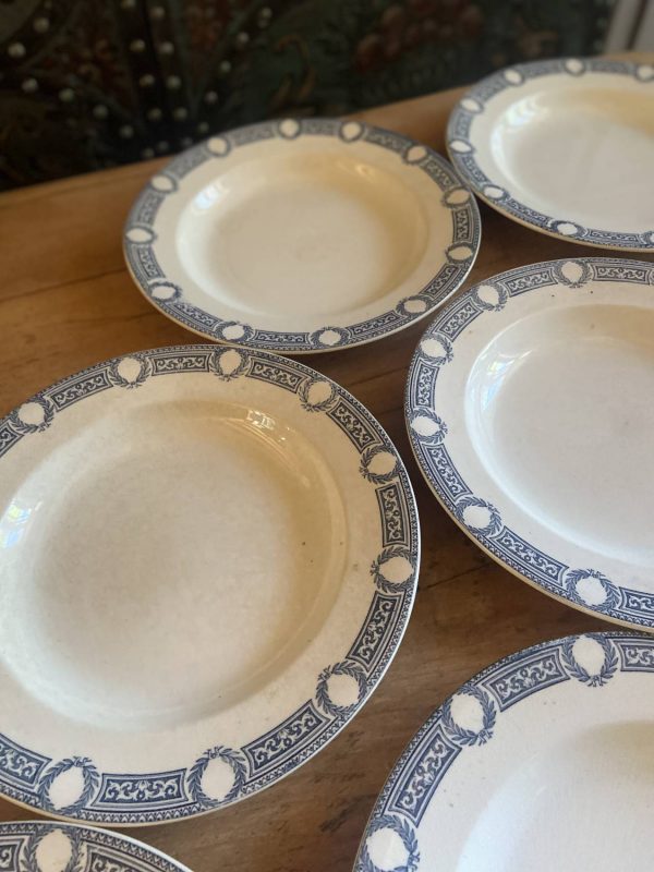 Série de sept assiettes en faïence Terre de fer  Salin Epoque XIXe - Bleu – Image 4