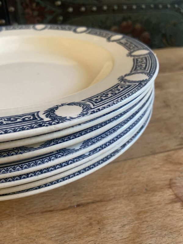 Série de sept assiettes en faïence Terre de fer  Salin Epoque XIXe - Bleu – Image 2