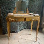 Petite coiffeuse ancienne en chêne massif - Époque Art Deco