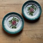 Paire d’assiettes à dessert barbotine - Les raisins d’automne