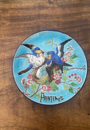 Assiette décorative en émaux cloisonnés – Longwy “Printemps”