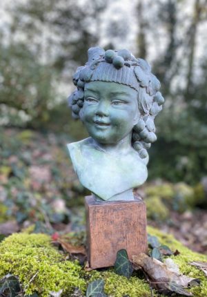 Buste Art Signé Zanetto – 1920 – 42 cm La Jeune Fille à la Vigne