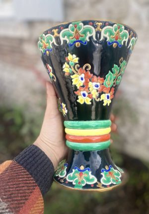 Grand vase vintage Longwy en émaux un pièce d’exception