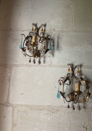 Paire d’appliques murales  en verre de Murano des Années 60 – Élégante et rare