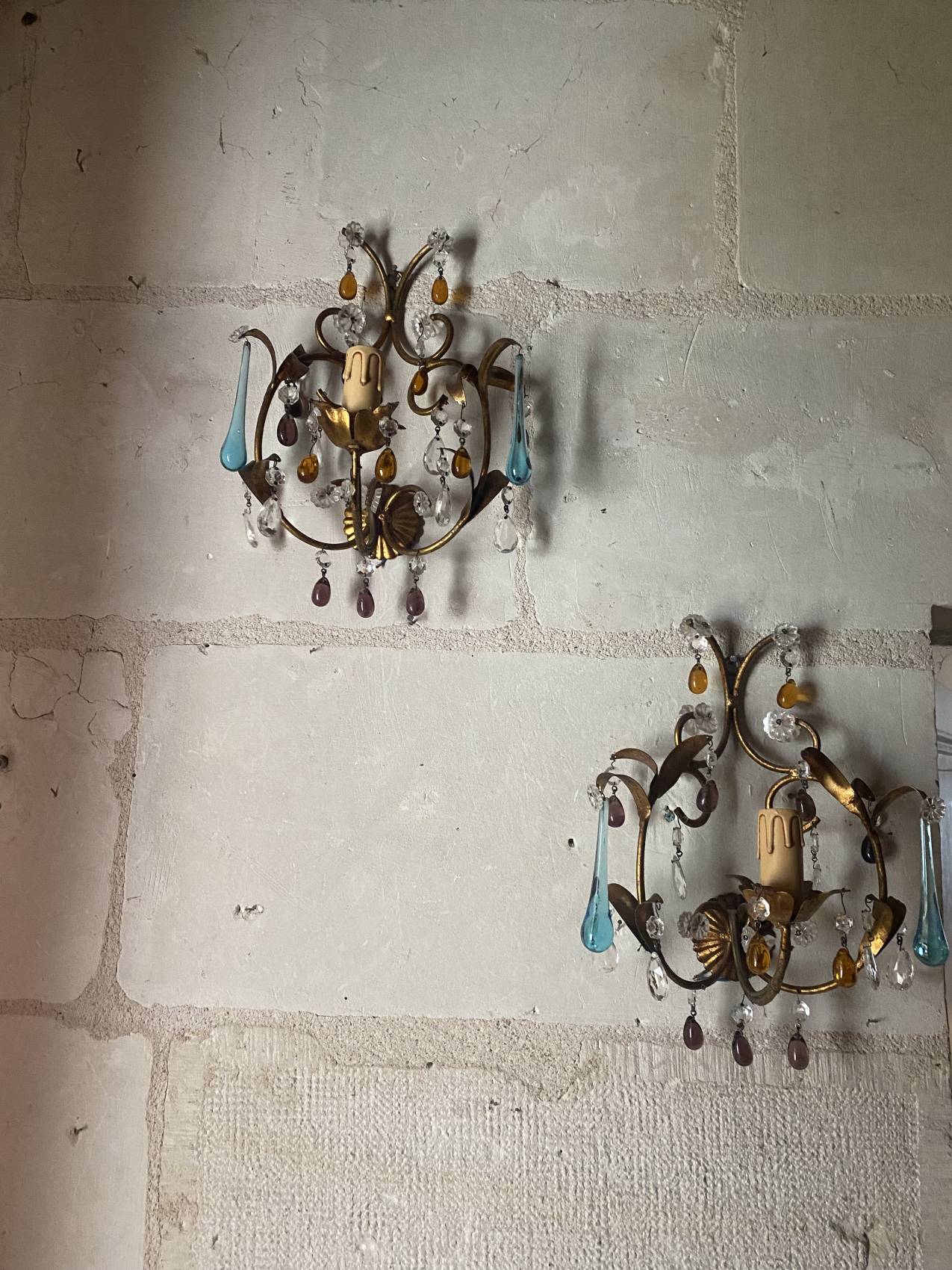Paire d’appliques murales en verre de Murano des Années 60 – Élégante et rare