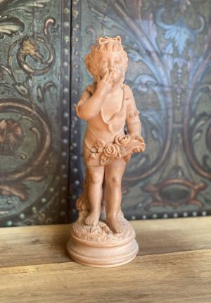 Sculpture en terre cuite “La Jeune Fille aux Fleurs” – A. Vilain (XIXe siècle)