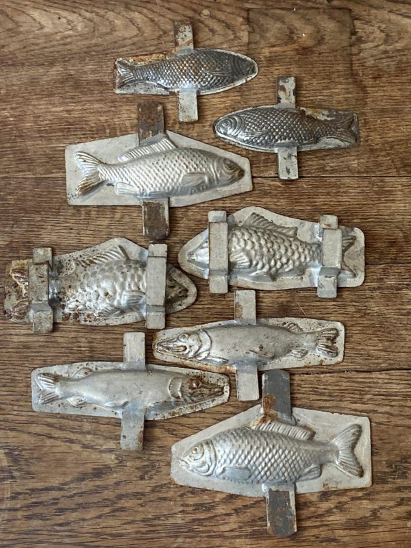 Lot de 8 anciens moules à chocolat – Modèles poisson – Fin XIXe – Image 3