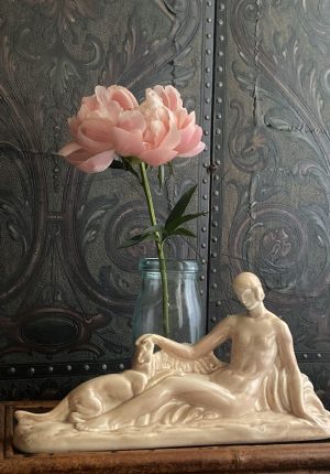 Statue Art Déco en faïence craquelée –Vierzon  signée ODYV Époque 1920-1930