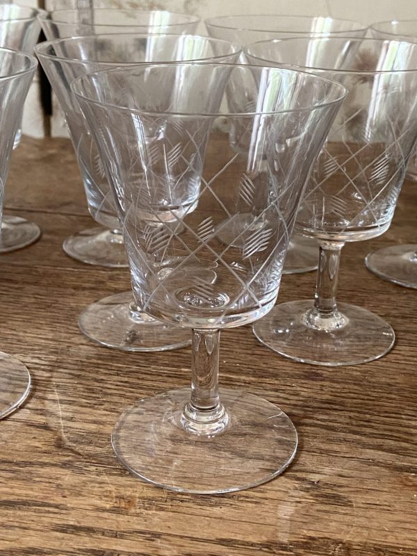 Série de 7 verres vintage des années 50 tulipe en cristal – Buvant 8,5 cm, hauteur 13 cm – Image 9