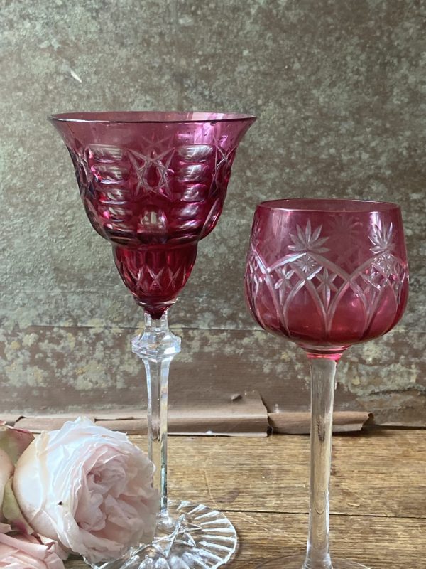 Duo de verres en cristal dépareillés – Val Saint Lambert & modèle Chartreuse Baccarat – Image 4