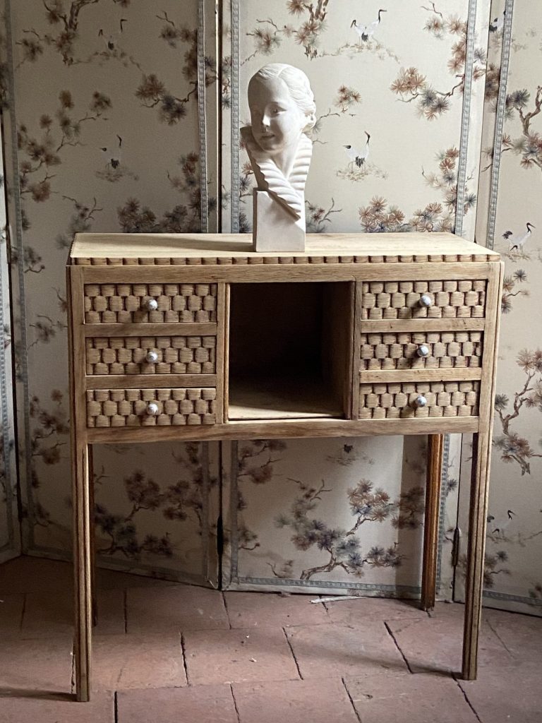 Console Art Déco damier – petit format rénové – pièce unique 1930