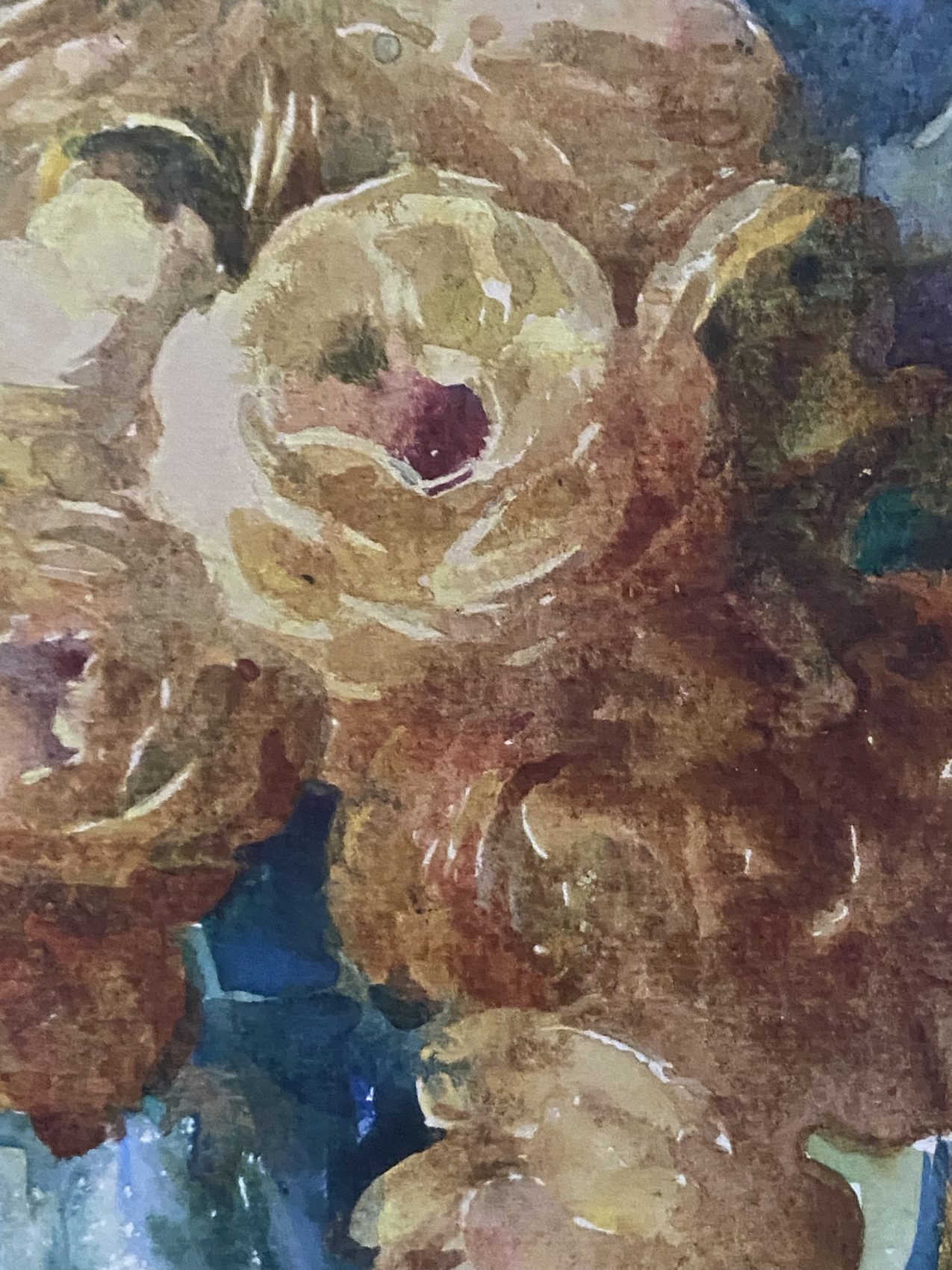Aquarelle sur carton “Bouquet au vase transparent” – Lucienne Epron (1876-1947) Epoque Art Deco – Image 3