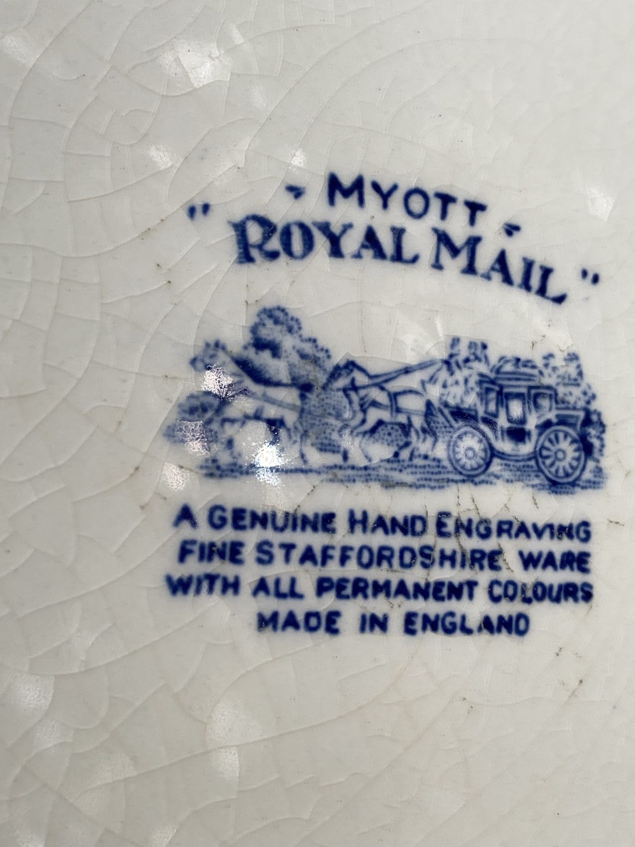 Série de 12 assiettes plates Myott -Royal Mail – Faïence anglaise Staffordshire – Image 9