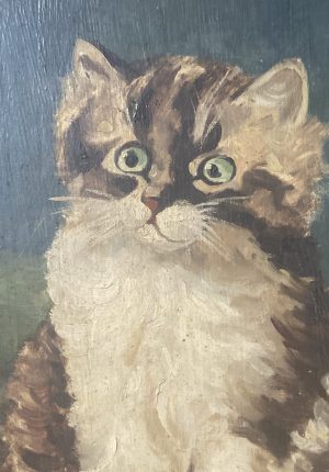 Tableau  ancien – Chat qui louche vintage des années 50