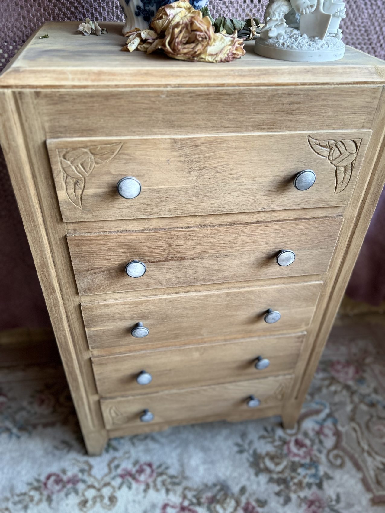 Commode semainier ancien en chêne époque art Deco