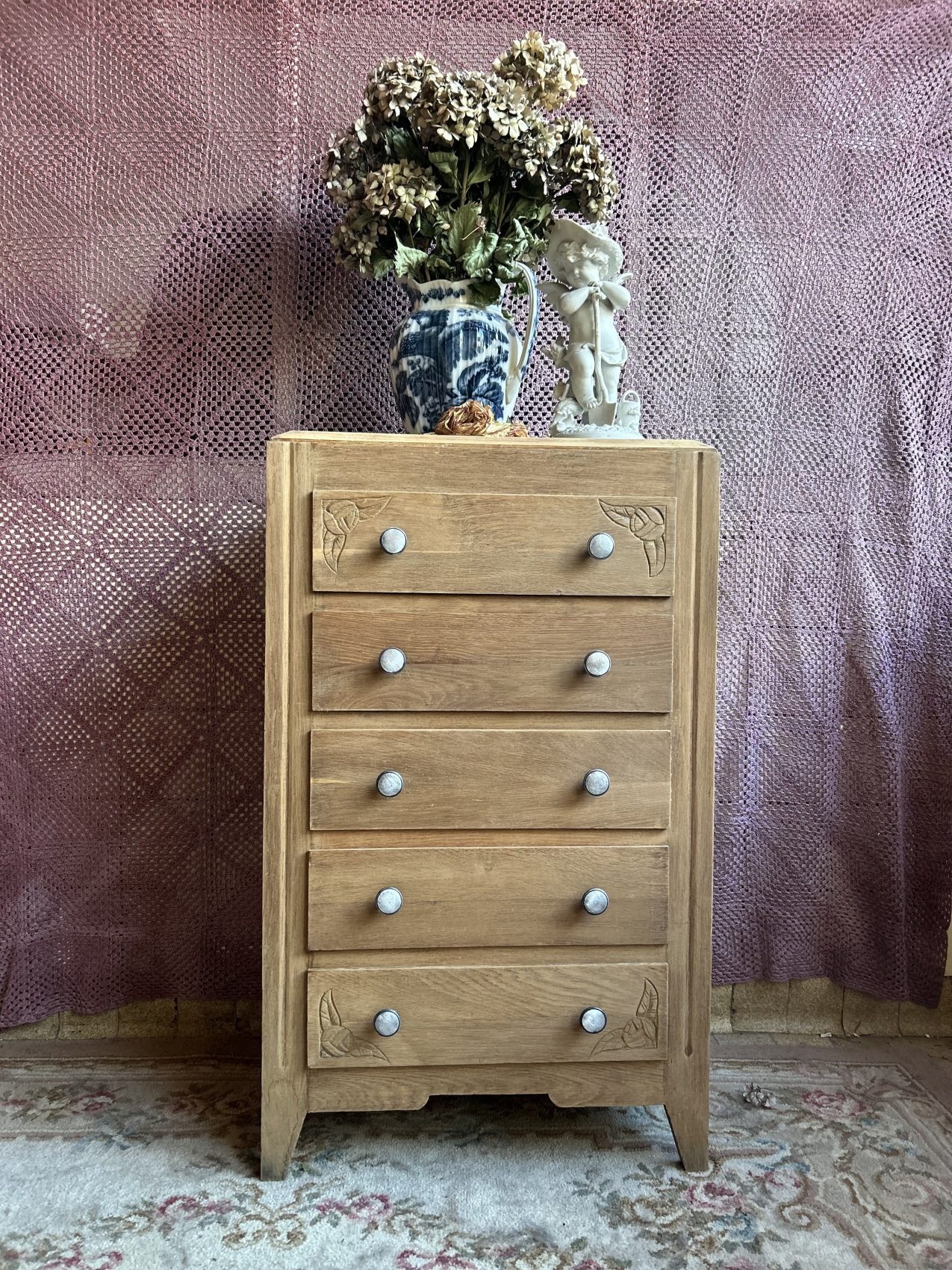 Commode semainier ancien en chêne époque art Deco