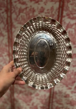 Panière à pain en métal tressé en inox vintage des années 70 - Belle qualité intemporelle