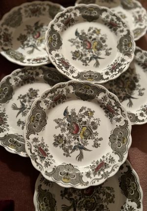 Série de 7 assiettes anglaises Ridgway « Windsor » en faïence du Staffordshire – Assiettes dessert 21 cm