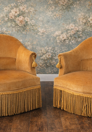 Paire de fauteuils crapauds vintage velours, jaune soleil Prix de vente de 298 euros  Livraison partout en France 70 euros 