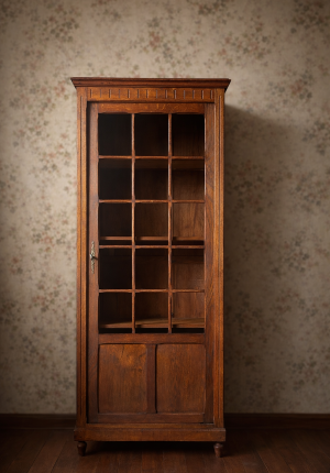 Petite armoire parisienne vitrée en chêne fin du XIXe - indémodable alliée des petits espaces