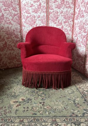 Fauteuil crapaud Napoléon III en velours bordeaux profond Prix de vente de 165 euros  Livraison partout en France 70 euros