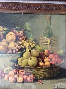 Paire de chromolithographies anciennes – Natures mortes aux fruits d’été – Vers 1900