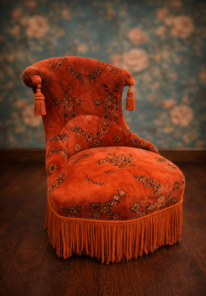 Fauteuil crapaud Napoléon III en velours - sacrément chic