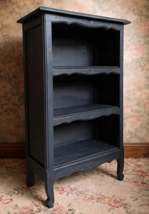 Mini bibus ancien en chêne – petite bibliothèque XIXe patine ardoise, une jolie rareté 