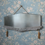 Miroir ancien époque Art déco en bois patiné crème