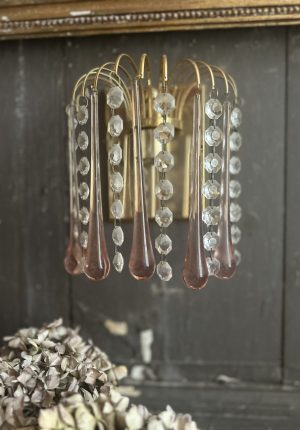 Applique en verre de Murano rose vintage années 60/70