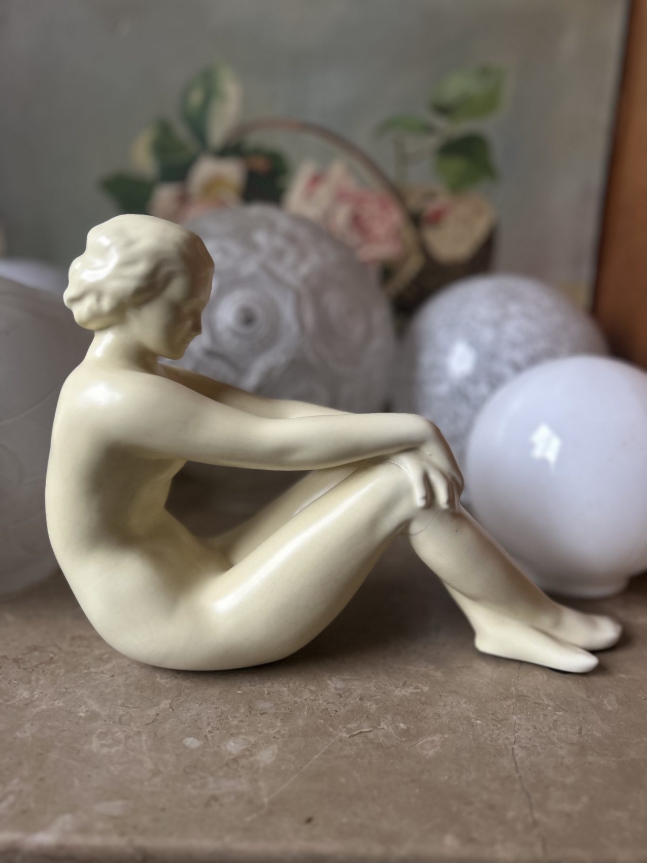 Sculpture art déco ivoire signée Odyv – Berlot-Mussier Vierzon – La baigneuse – Image 6