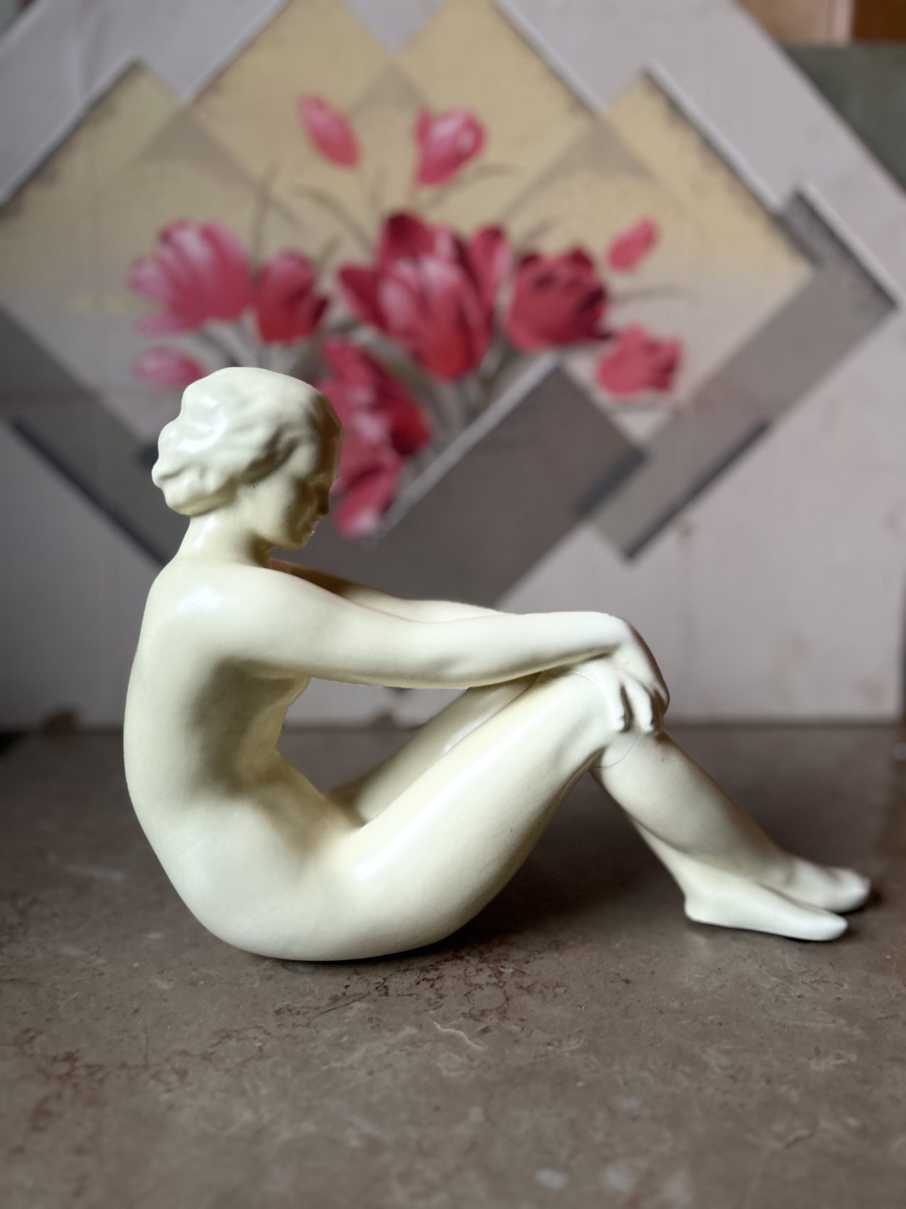 Sculpture art déco ivoire signée Odyv – Berlot-Mussier Vierzon – La baigneuse – Image 7