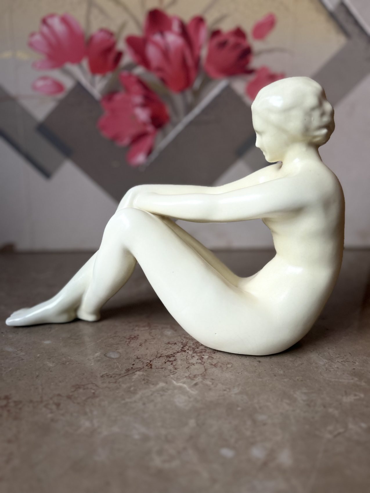 Sculpture art déco ivoire signée Odyv – Berlot-Mussier Vierzon – La baigneuse – Image 8