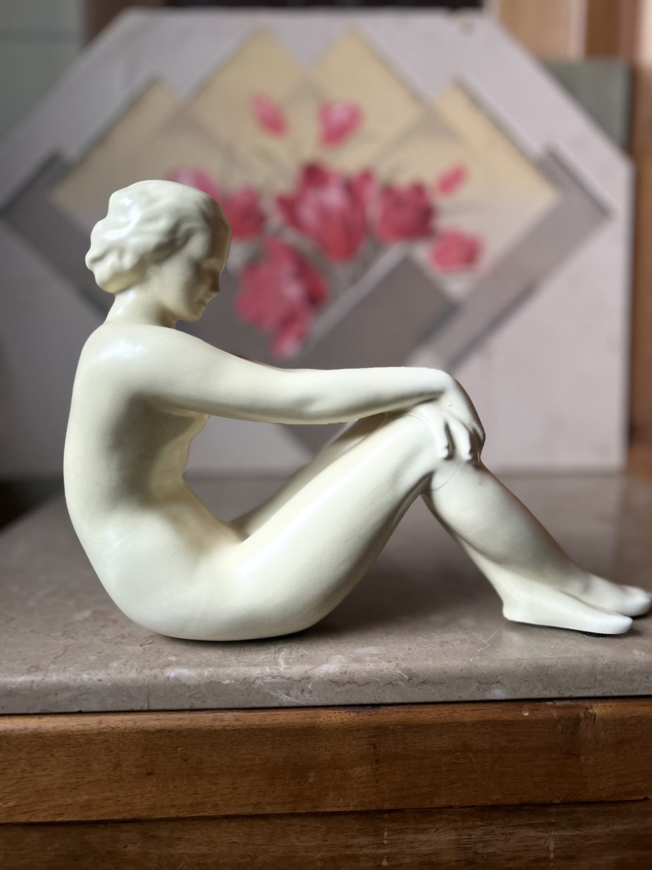 Sculpture art déco ivoire signée Odyv – Berlot-Mussier Vierzon – La baigneuse – Image 2