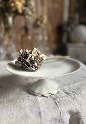 Compotier en faïence XIXe siècle blanc liseré or – charme authentique pour table de ferme