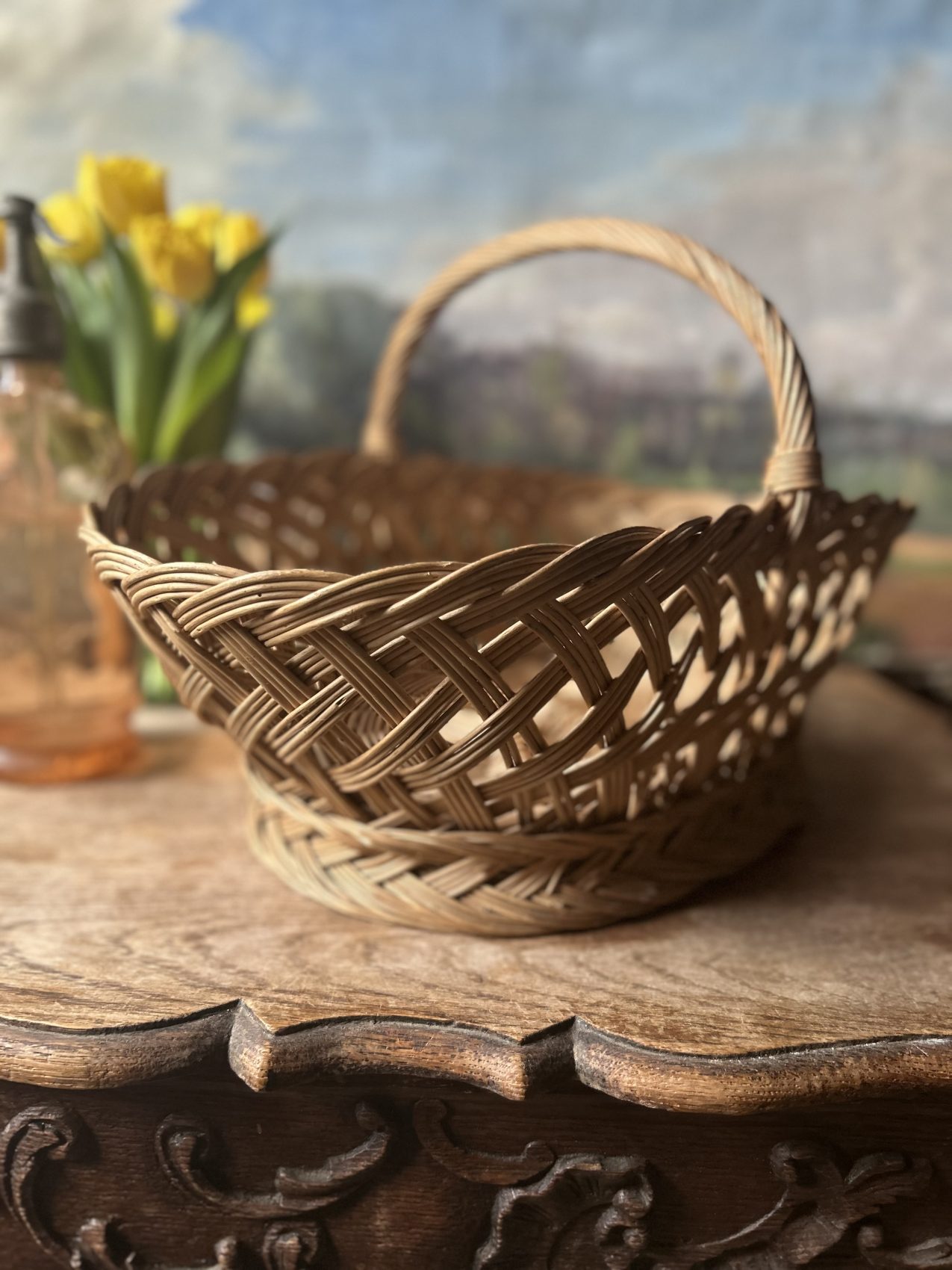 Panier ancien français – années 1960 – petit volume  charmant et pratique 