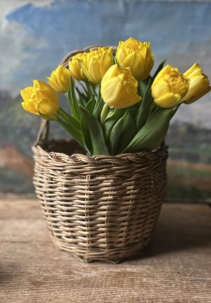 Petit panier rond ancien français – milieu du XXe siècle – format rare – Pratique et atypique