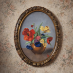 Tableau ancien lithographie sous verre dans son cadre ancien – esprit maison d’antan