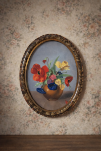 Tableau ancien lithographie sous verre dans son cadre ancien – esprit maison d’antan