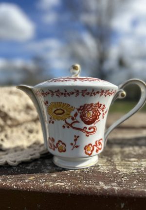 Grande théière en porcelaine ancienne Fabrique Royale de Limoges France – décor peint à la main – époque 1900- la parfaite pour le matin