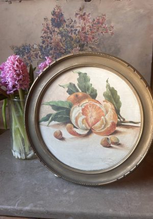 Tableau ancien - Peinture à l’huile époque 1900 - les mandarines - Une rareté