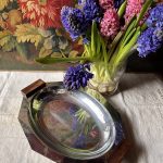 Plat de service art déco en inox et poignées en ébène – 35 x 26 cm