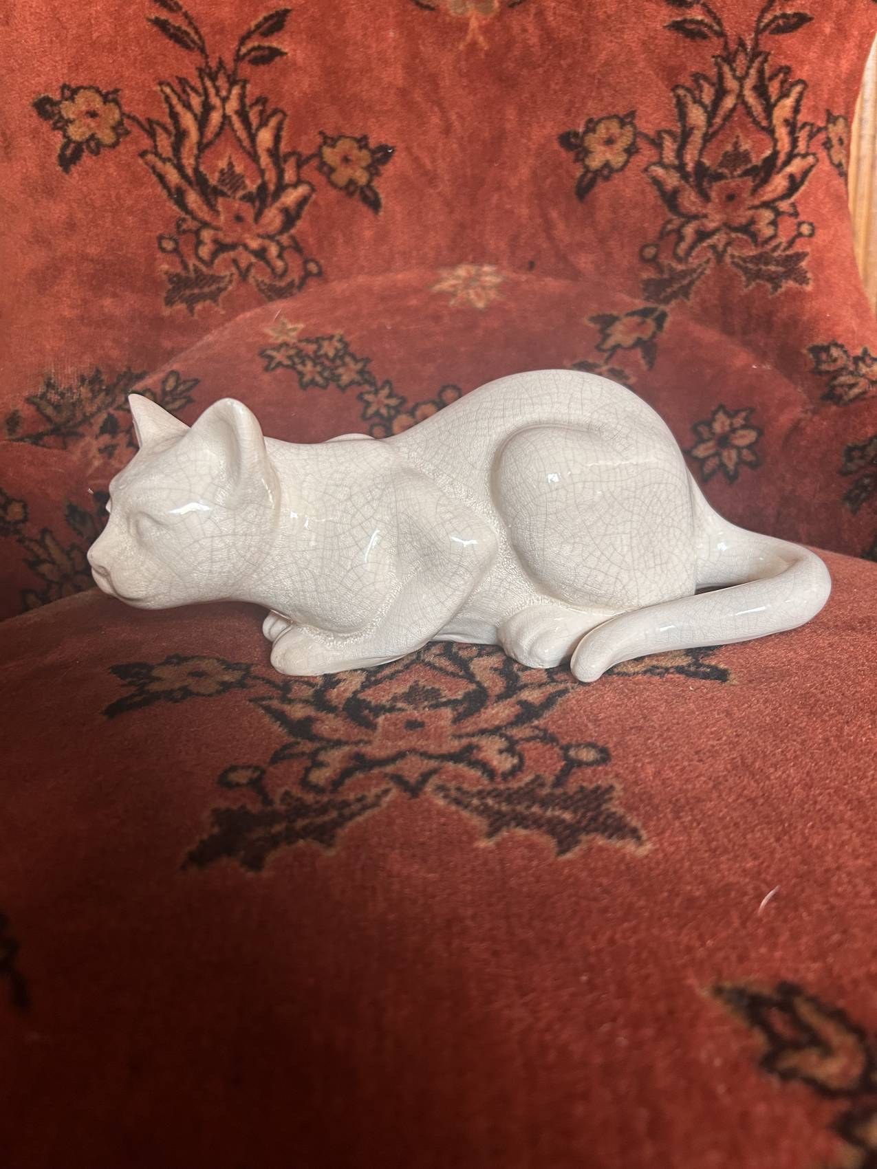 Sculpture chat art déco en faïence craquelée – années 1930 - intemporelle élégance féline TROP TARD ADOPTEE – Image 10