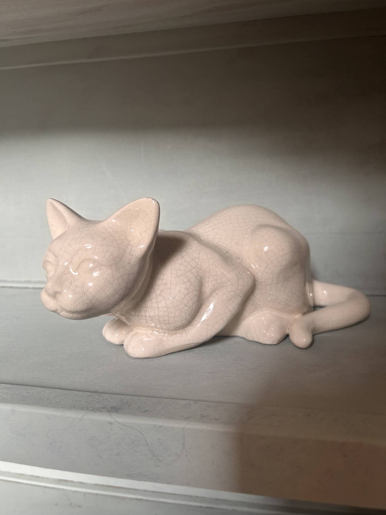 Sculpture chat art déco en faïence craquelée – années 1930 - intemporelle élégance féline TROP TARD ADOPTEE – Image 5