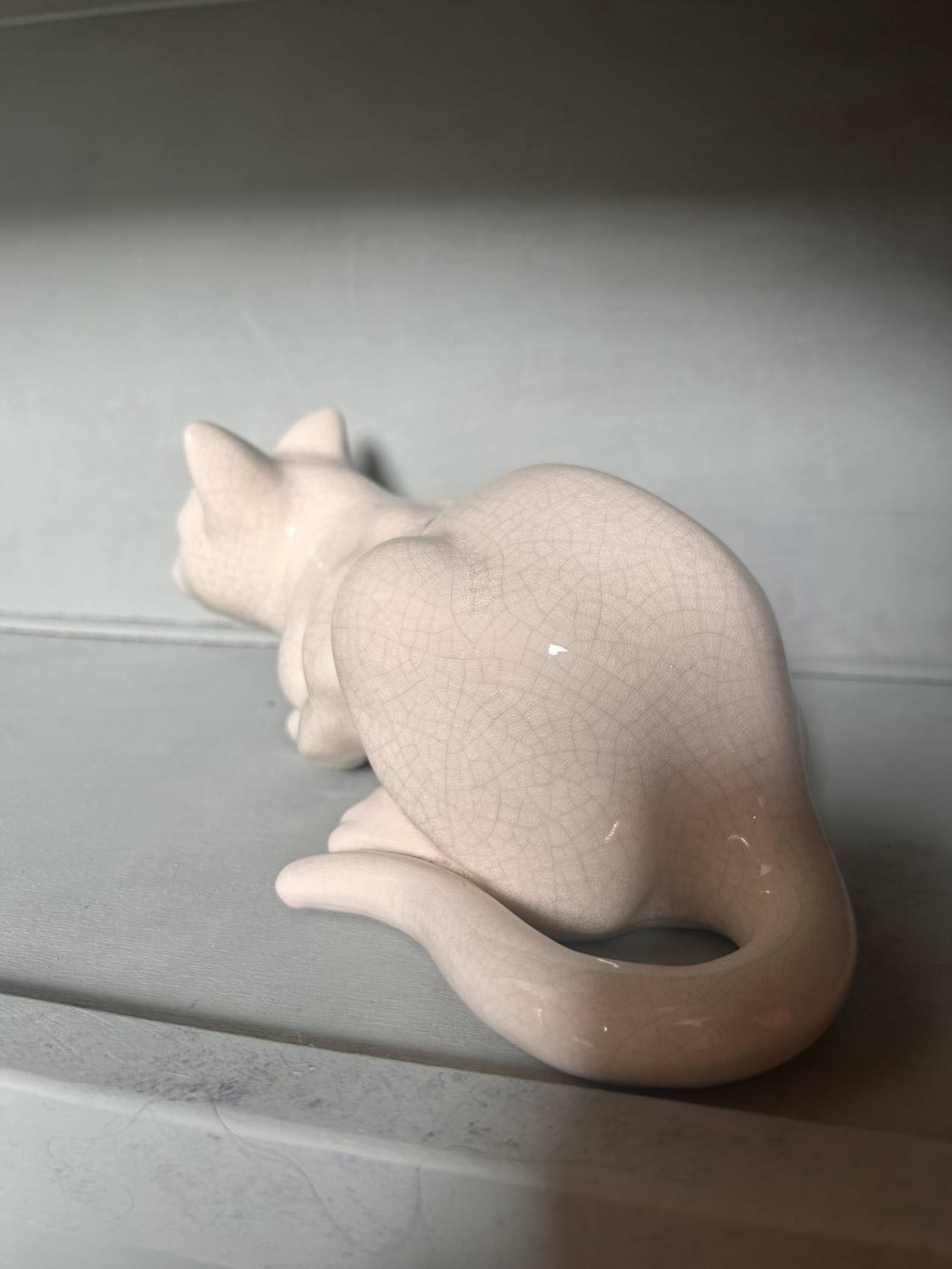Sculpture chat art déco en faïence craquelée – années 1930 - intemporelle élégance féline TROP TARD ADOPTEE – Image 7
